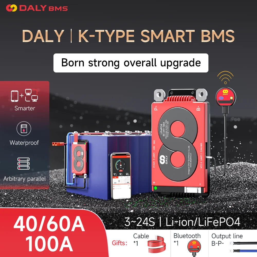 Daly Smart Bms 4S 8S 12S 13S 14S 16S 17S 20S 24S Smart Bms 40A 60A 100A Canbus Lifepo4 Li-Ion Lto Corrente Di Bilanciamento Della Batteria 100Ma