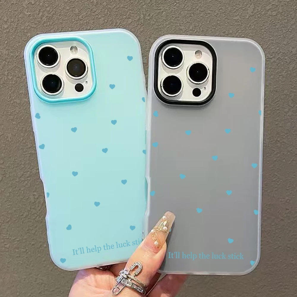 Adorable Blue Heart Shockproof Phone Case - Durable Hard Cover
