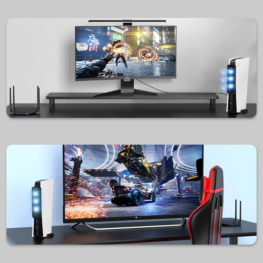 Cooling Fan USB3.0 Game Console Cooling Fan Quiet Cooler LED Light 5500/9500RPM With 3 Fans For PS5/PS5 Slim Console