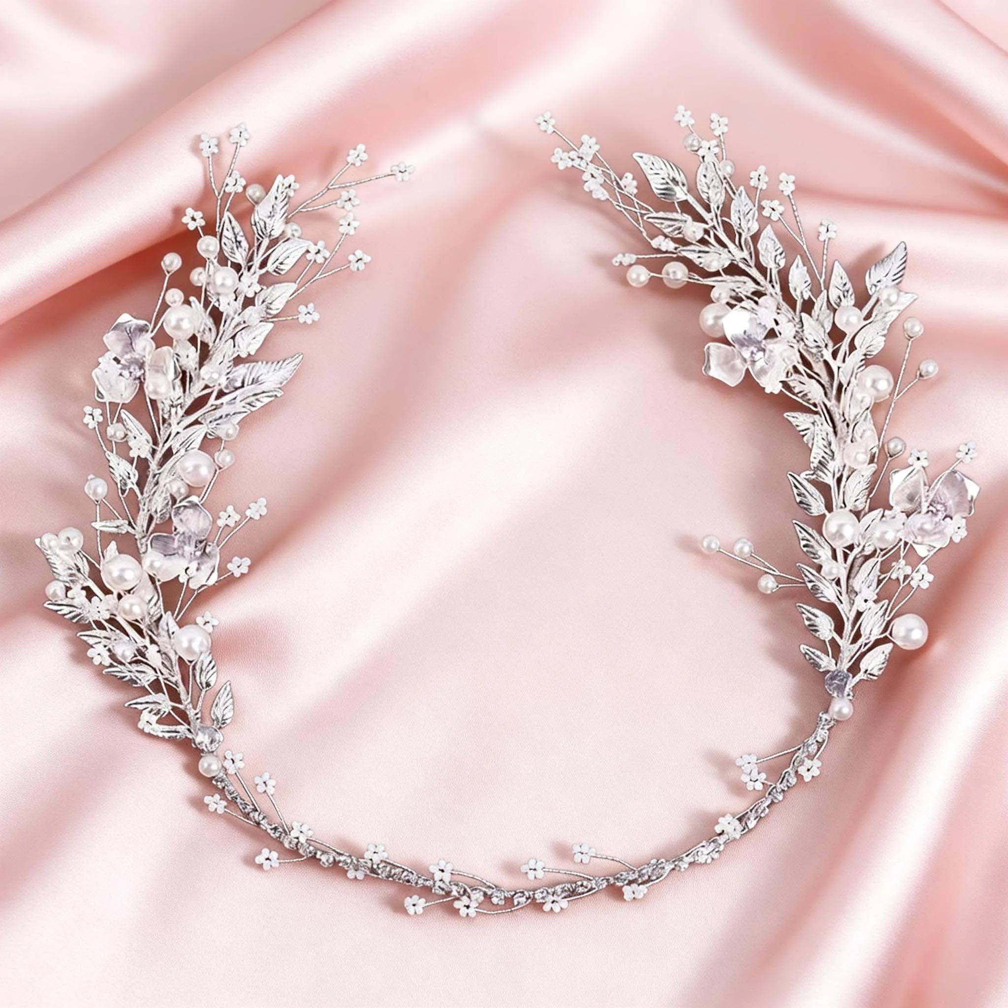 1 fascia per capelli da sposa in lega semplice con strass e perle finte, adatta per matrimoni, feste e abiti da ballo - immagine 2