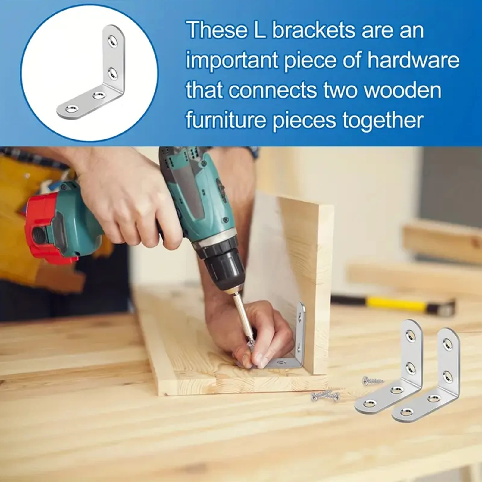 10Pcs Stainless Steel Angle Bracket 90 Degrees Right Angle Bracket With 40pcs Screws For Wooden Shelves Chairs