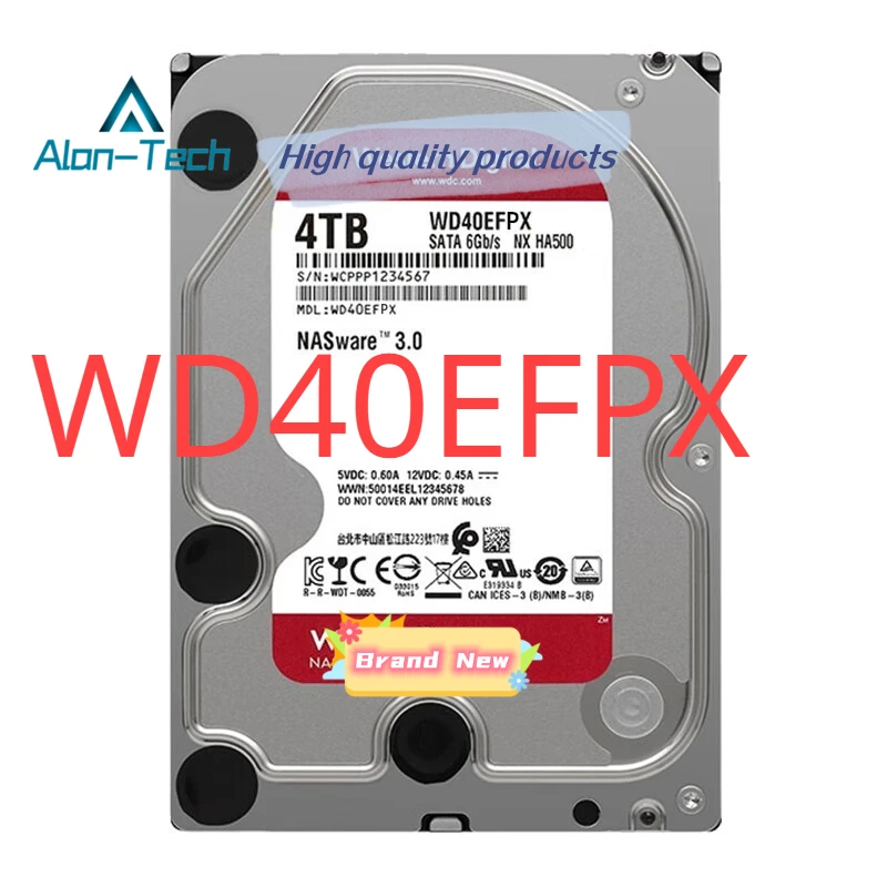 100% Nuovissimo Wd40Efpx Per W-D Red Plus 4Tb Nas Hard Disk Drive 5400 Rpm Classe Sata 6 Gb/S 258Mb Di Cache Hdd Da 3.5 Pollici