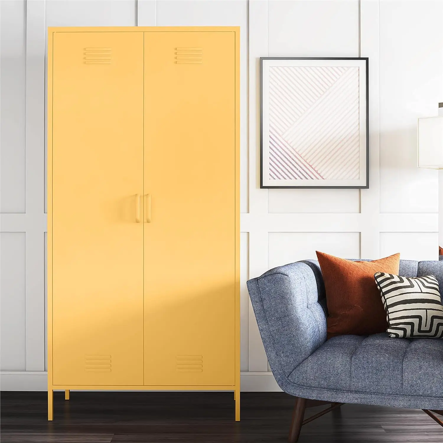 

Cache Tall 2 Door Metal Locker Cabinet, Yellow