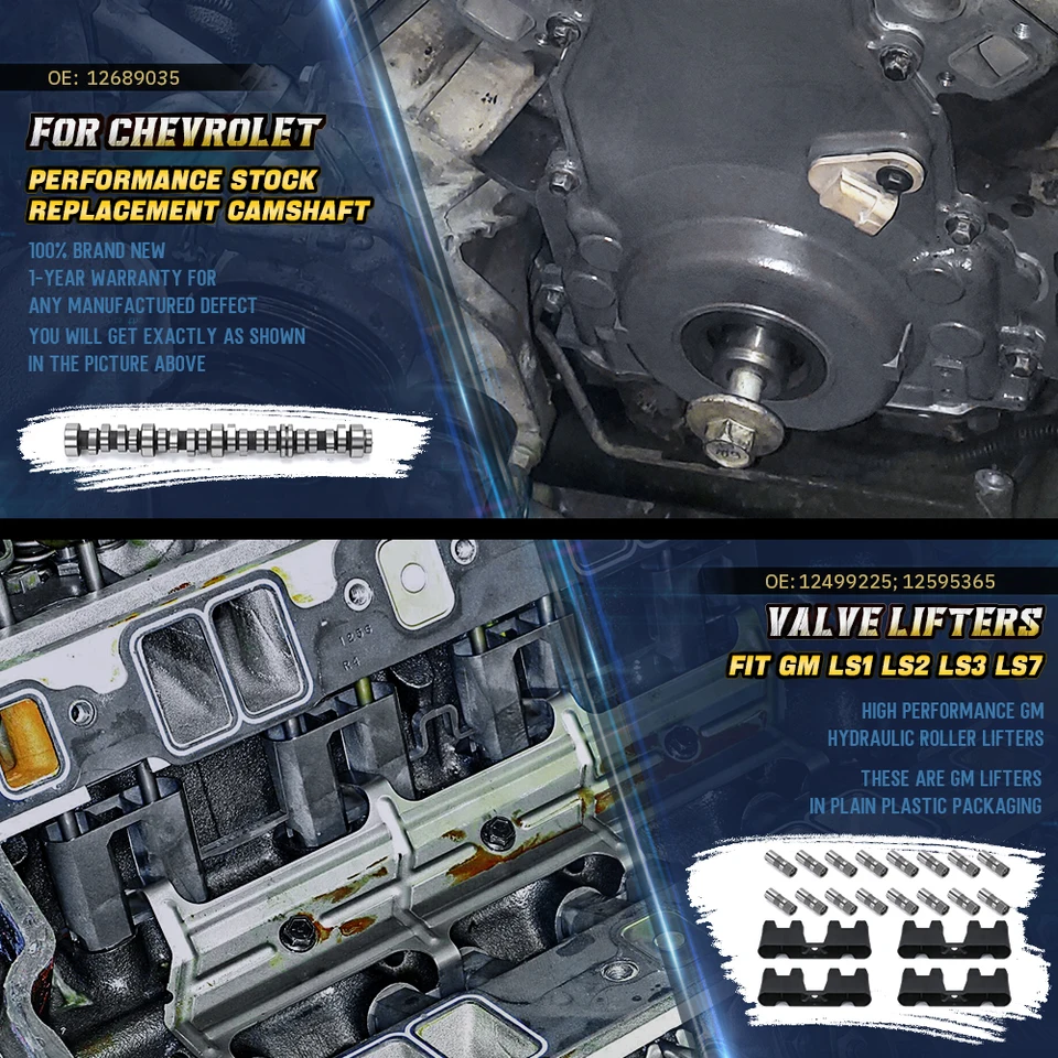 LUFT MEISTAR NON AFM DOD Disable Camshaft Lifters Valley Cover Timing Chain Oil Pump 5.3 Head Gasket Compatible With Chevy Silverado GMC Sierra Yukon 5.3L 2007-2013, 12625437, Cam & Lifter Kits - Canada - View #5