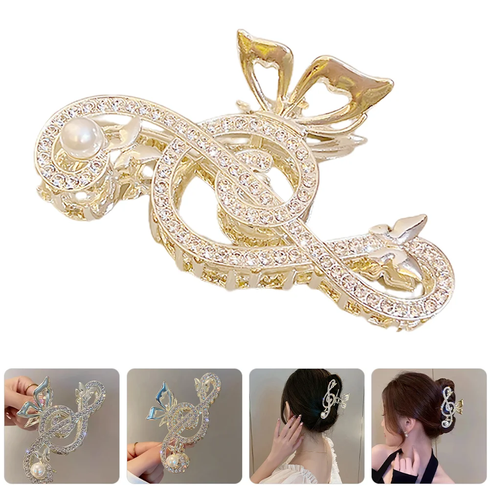 Music Note Hair Clip Sparkling Claw Clip Metal Hair Claw Clip Music Accessory