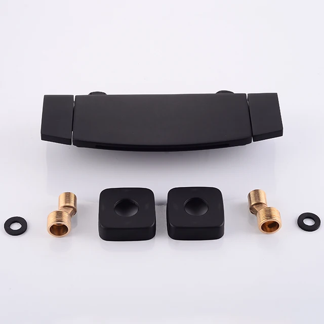 Becola ก๊อกผสมอ่างอาบน้ำทองเหลือง, ก๊อกอ่างอาบน้ำน้ำตกสำหรับห้องน้ำสีดำที่จับแบบคู่ 6