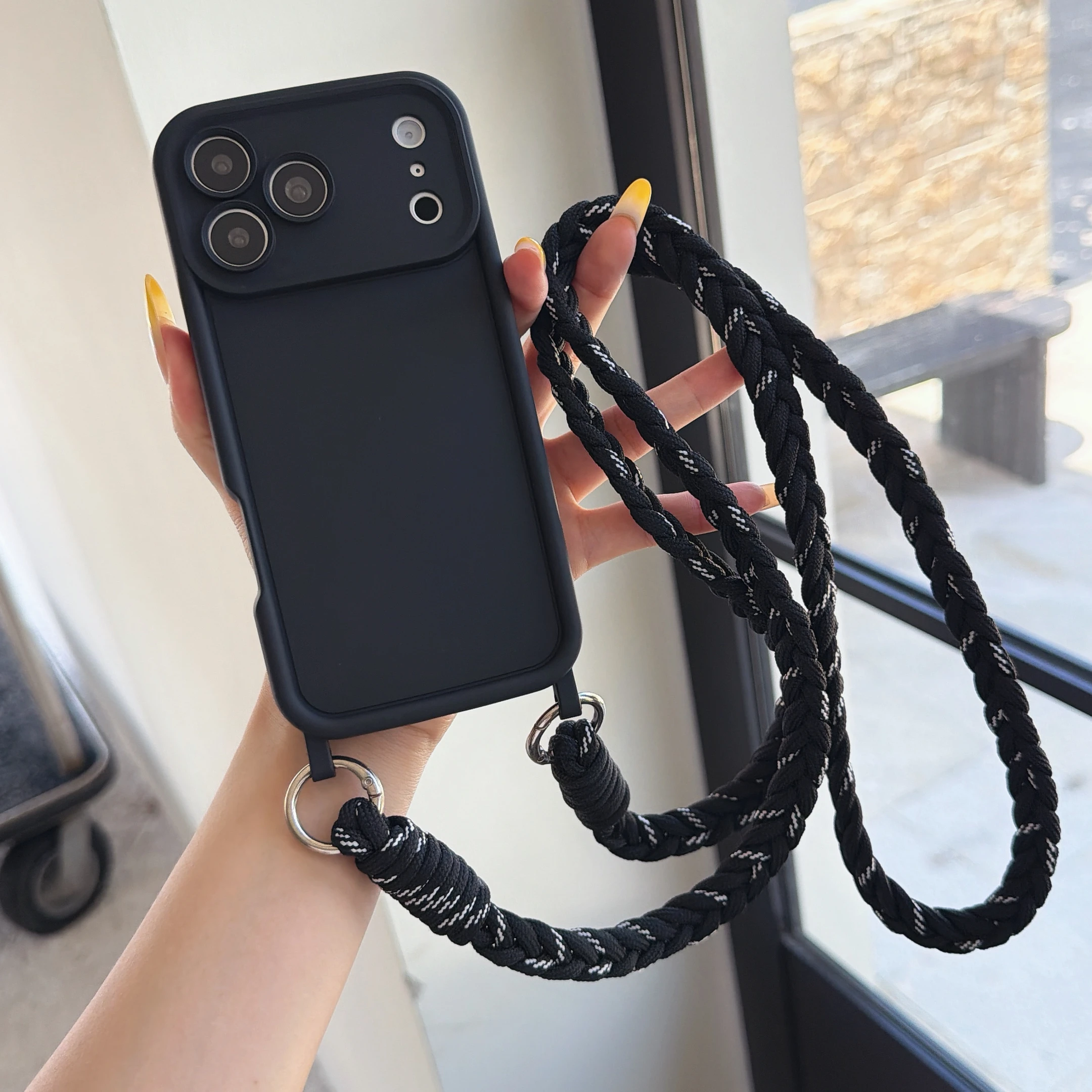 Fashionable Shockproof Candy Crossbody Lanyard Case with Braided Neck Strap