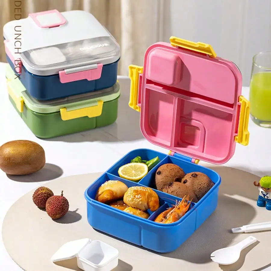 1pc lunch box for office workers, with cutlery, individually sealed compartments, portable lunch box, salad box - 6