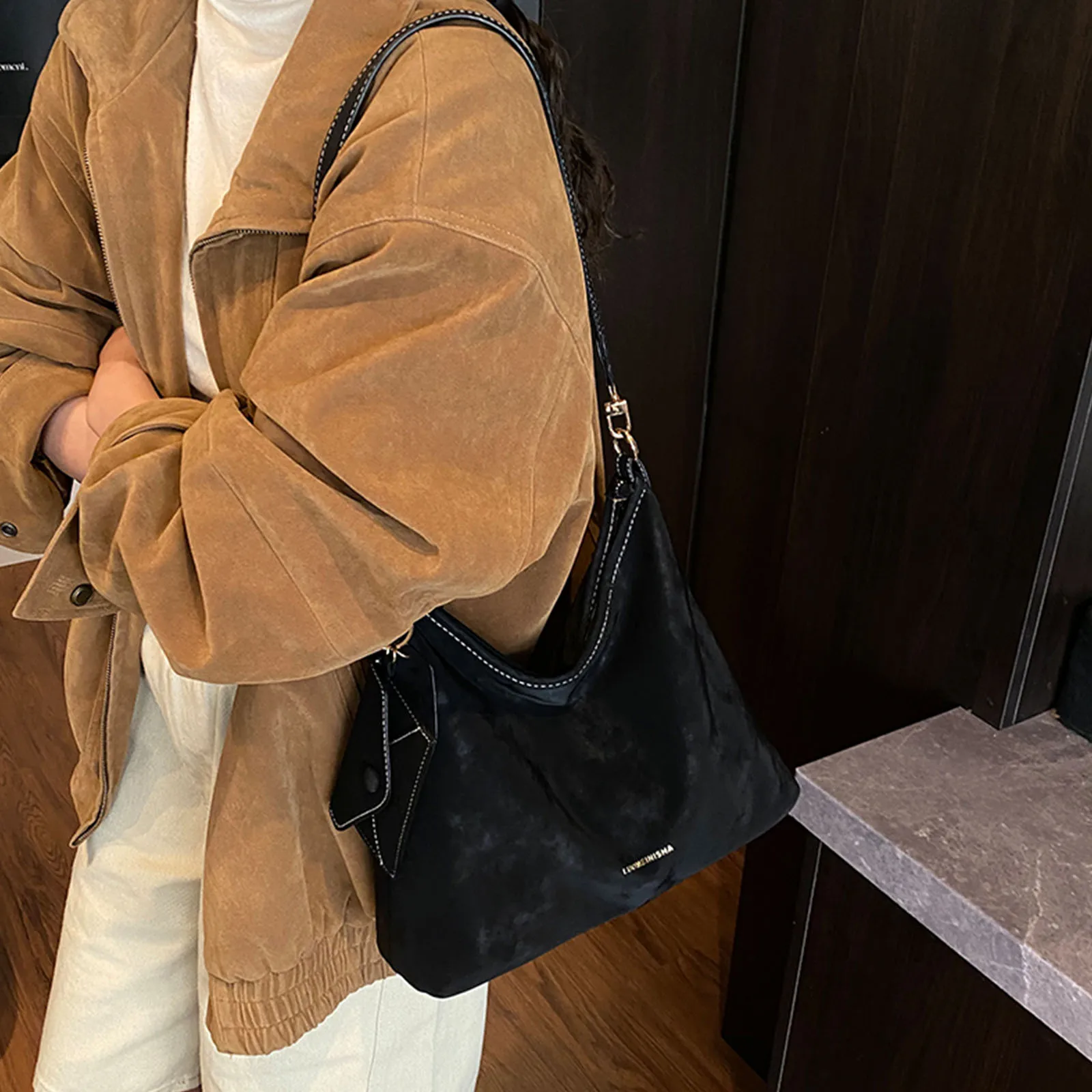 PU Single Shoulder Bag Large Capacity Underarm Bag Ladies Crossbody Bag Solid Color for Girls Woman Birthday Gifts