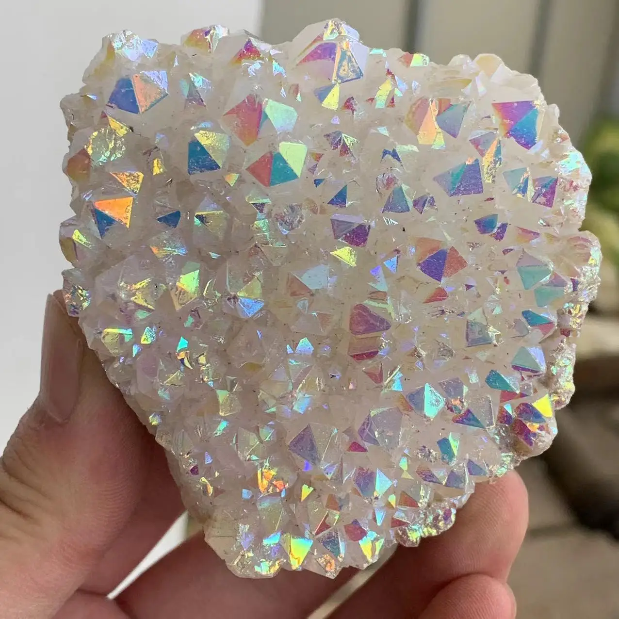 

Beautiful Rainbow Angel Aura Crystal Cluster Natural Quartz Crystal Rough Lealing Stone Children's Gift Home Decor