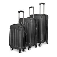 Ensemble de valises rigides Rosahqnda (28/24/20), 3 pièces en ABS avec serrure à combinaison, 360 °   Valises à roulettes silencieuses et poignée réglable, bagages à main légers, noir/gris 3