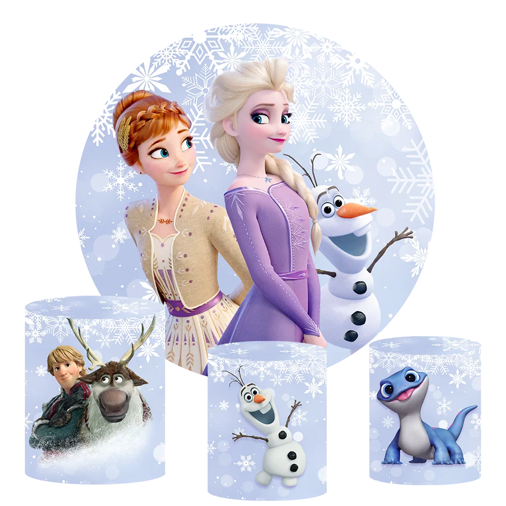 Disney Princess Frozen Party Background decori sfondo rotondo personalizzato decorazione di compleanno per bambini Banner di nozze