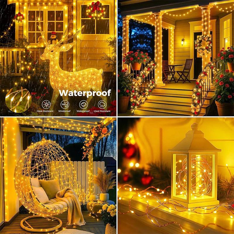 รูปสินค้า ไฟโซลาร์ LED สายยาว กันน้ำ 8 โหมด