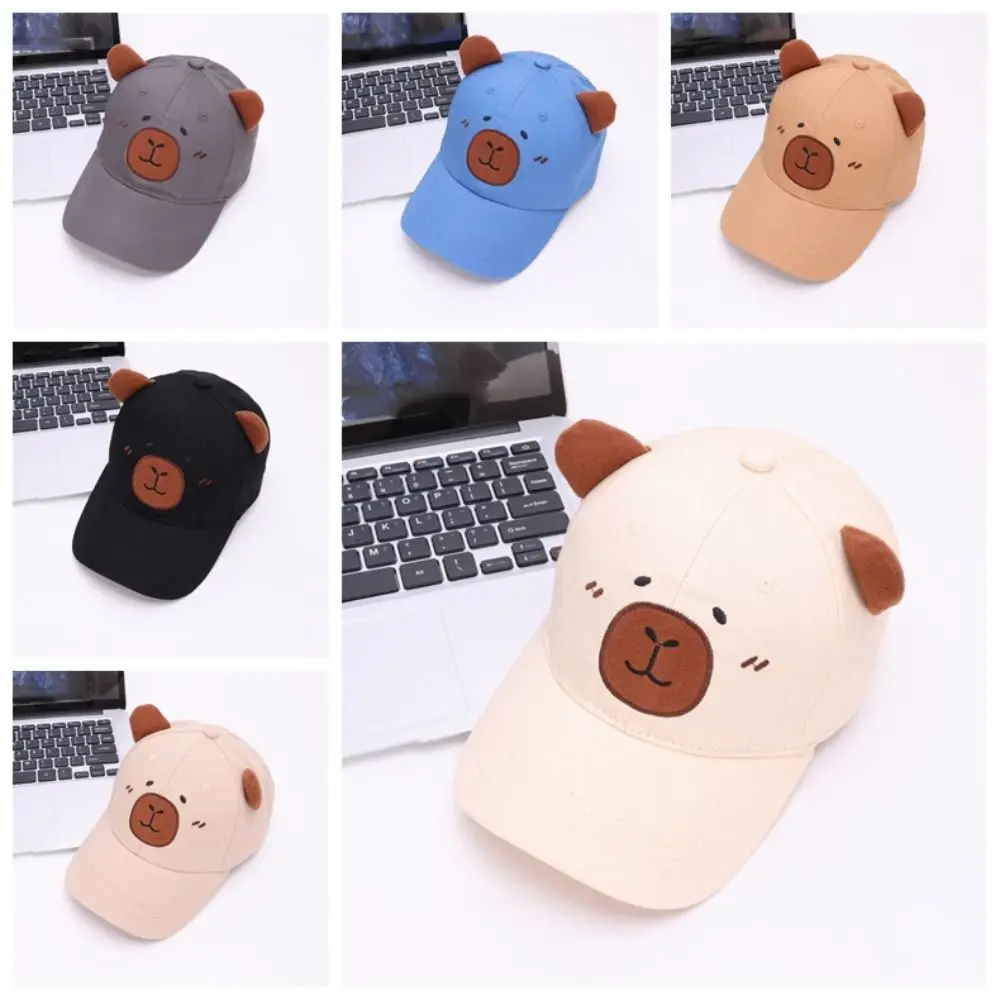 Fashion Breathable Capybara Peaked Cap Thin Cotton Children Baseball Hat Korean Style Polyester Baby Sunscreen Hat Outdoor