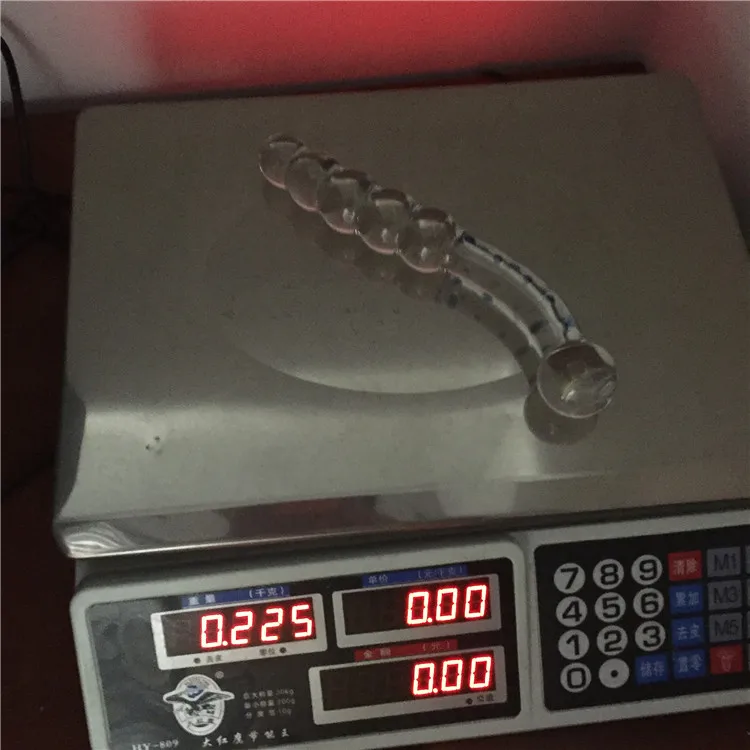Dildo de cristal pyrex com esferas e butt plug anal para adultos_voghion.com