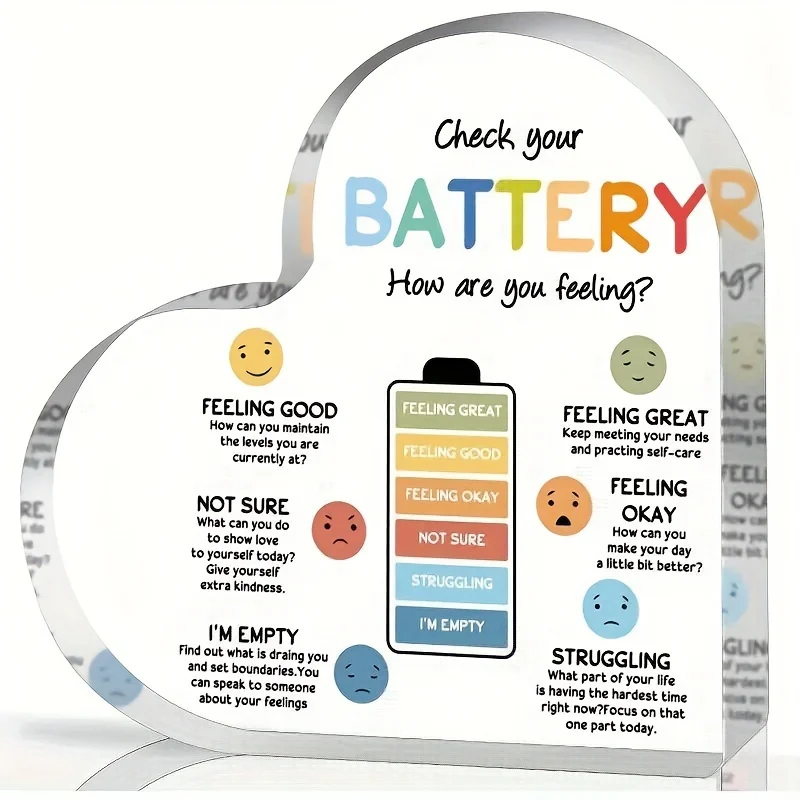 Inspirational Heart-Shaped Acrylic Sign For Mental Health 1