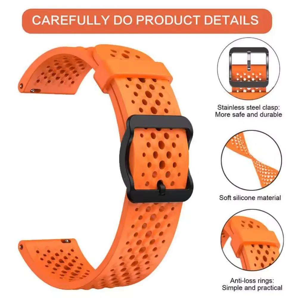 Soft Silicone Sports Wristband, 20mm/22mm - Comfortable Strap for Active Lifestyles