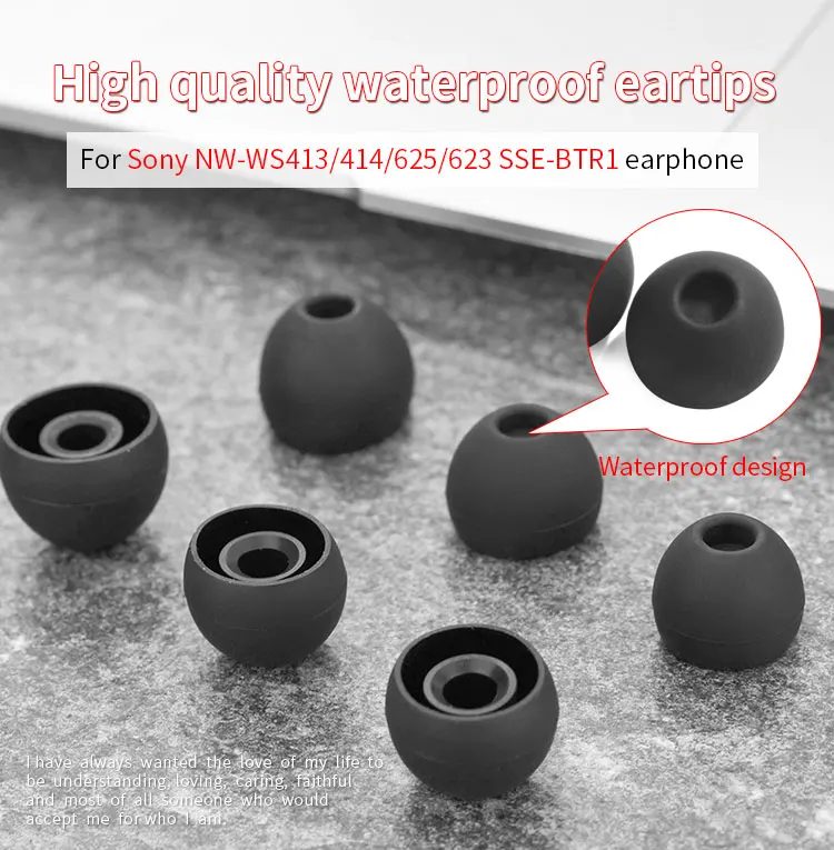 6Pcs Silicone WaterProof Ear Tips for Sony NW-WS413 WS414 Eartips WS625 WS623 SSE-BTR1 Earbuds Swimming Tips Soft Earplugs