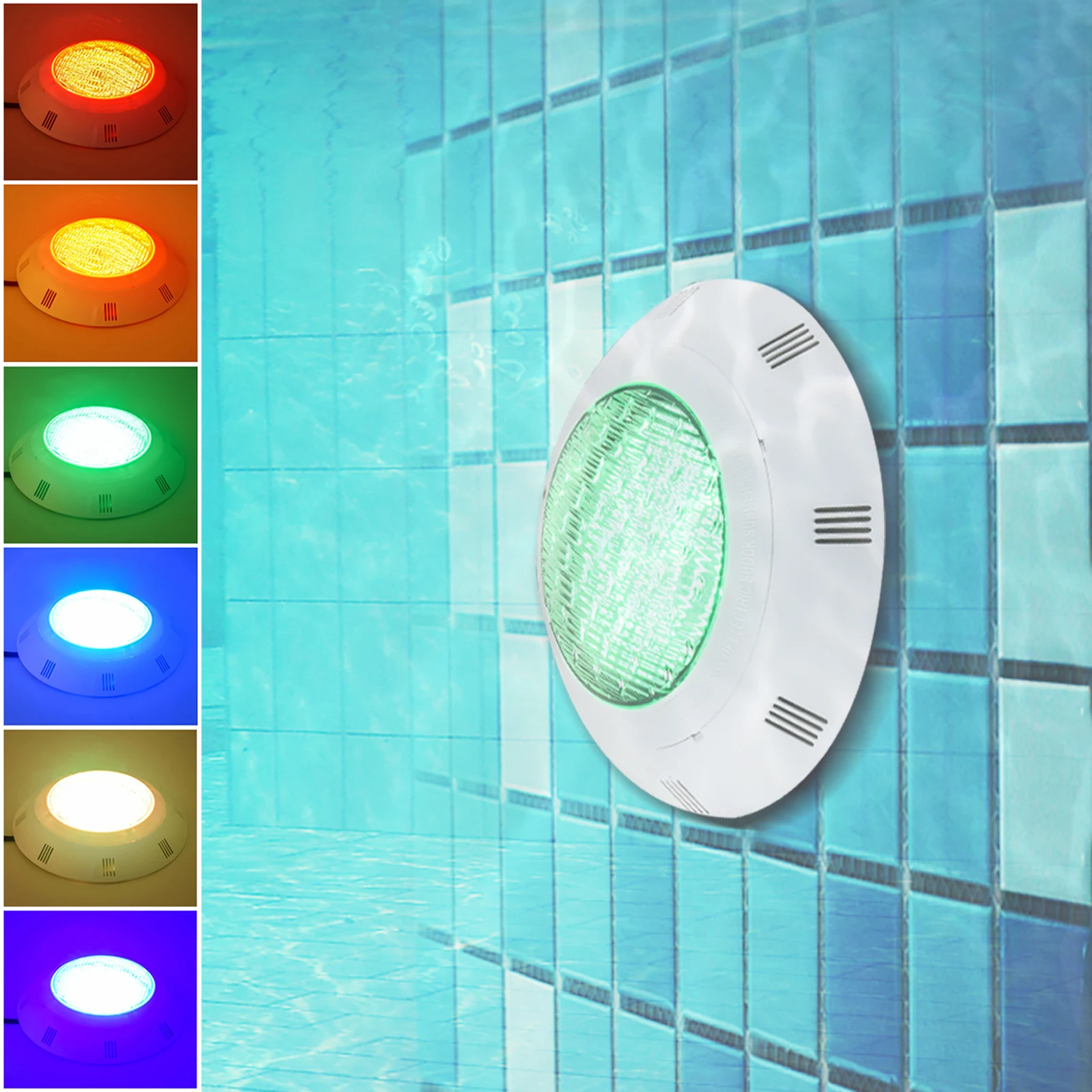 Luce per piscina a LED RGB AC 12V 45W/36W 7 colori Luci per piscina regolabili IP68 Lampada subacquea impermeabile con telecomando - immagine 2