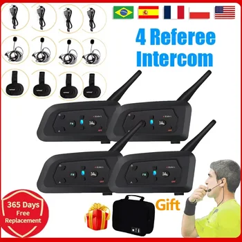 4 Users Football Referee Intercom Headset V4C Full Duplex Bluetooth Headphone Soccer Conference 1200M Coach Judger Interphone 1
