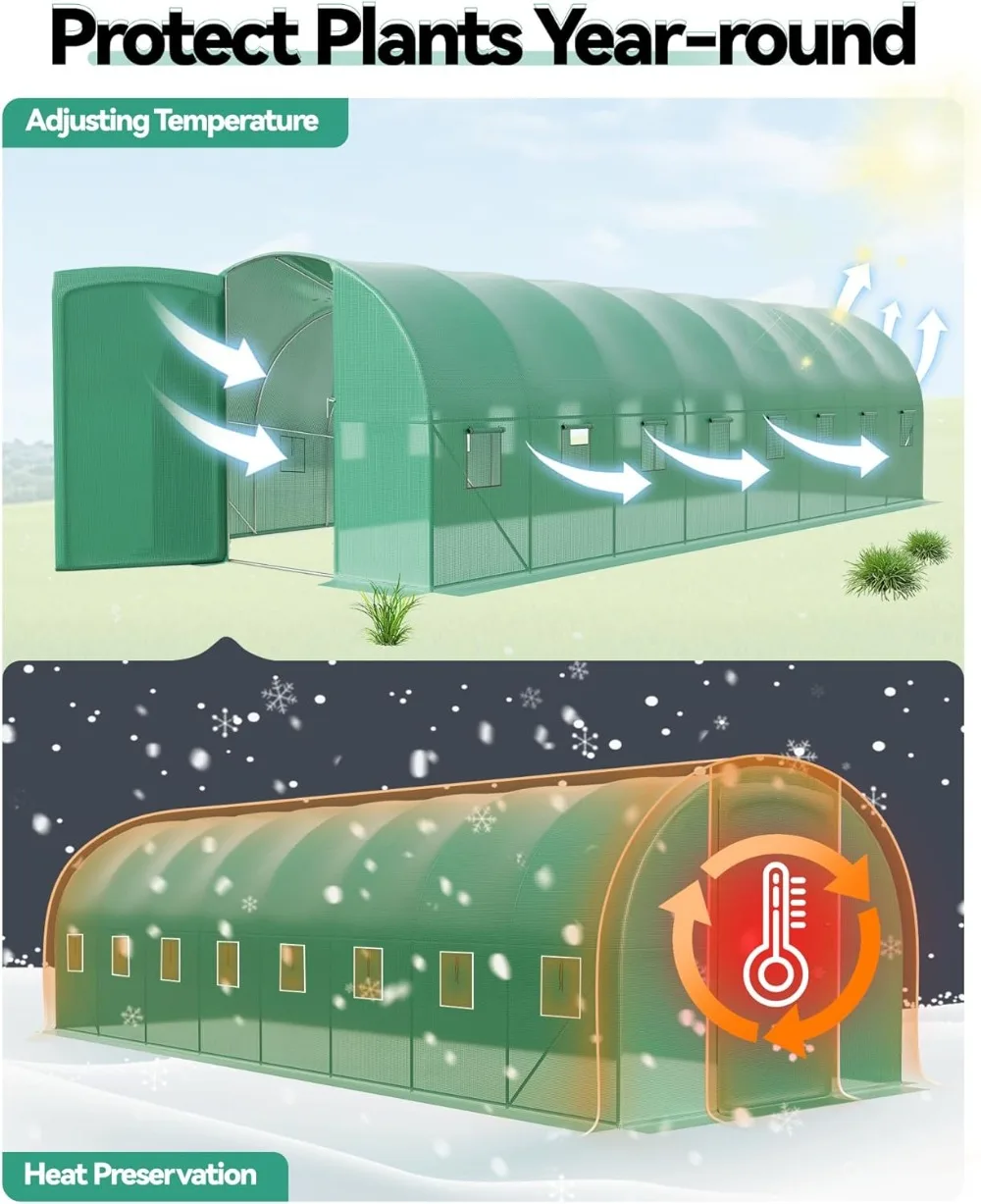 27x10x7 ft Greenhouse with Reinforced Steel Frame 2