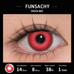 Vibrant Black and White Cosplay Contact Lenses - Colored Anime Eye Makeup for Halloween Accessories (FROYA - RED)