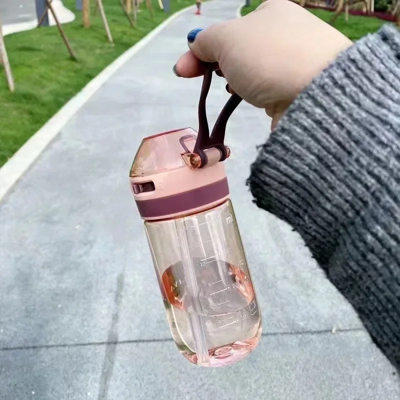 Water Cup Available for Pregnant Women Simple Outdoor Sports Rope Straw High Temperature Plastic Cup Kawaii Water Bottle water bottle sports water bottle sports bottle plastic water bottle