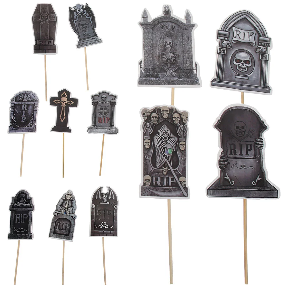 

Halloween Cake Tombstones Decorations Cupcake Picks Graveyard Cake Picks Tombstone Cake Toppers