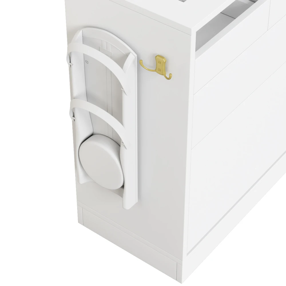 6-in-1-Multifunktions-Kleiderschrank-Set – Friseurtisch, Schuhbank, Klappschrank und Glasvitrine mit LED, praktischer Aufbewahrung zu Hause – Detail 25