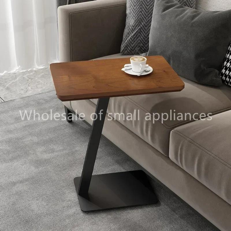 Nordic iron solid wood oval square small coffee table corner mobile bedside table living room sofa side