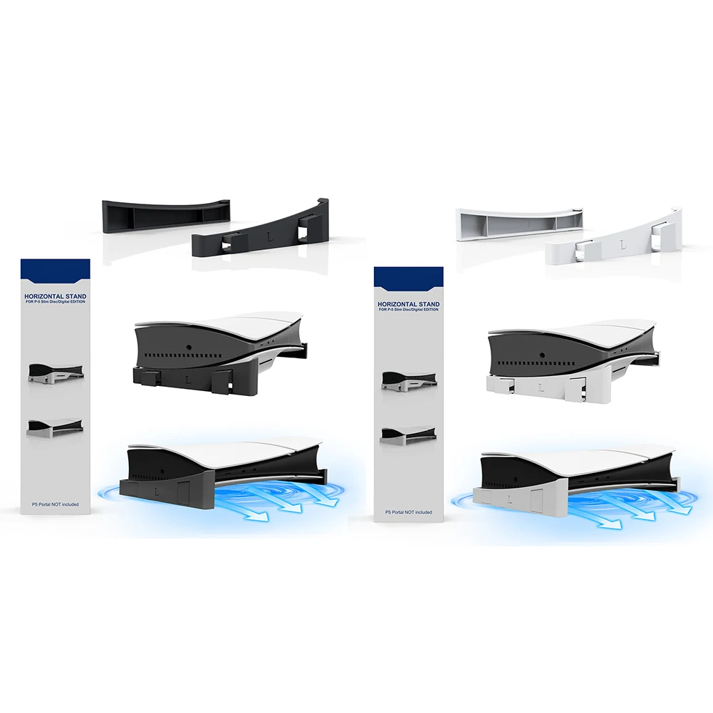 PS5 슬림 거치대 수평 브래킷 스탠드, PS5 슬림 디스크 및 디지털 게임 콘솔 도크 마운트 거치대, 4 포트 USB 허브 베이스