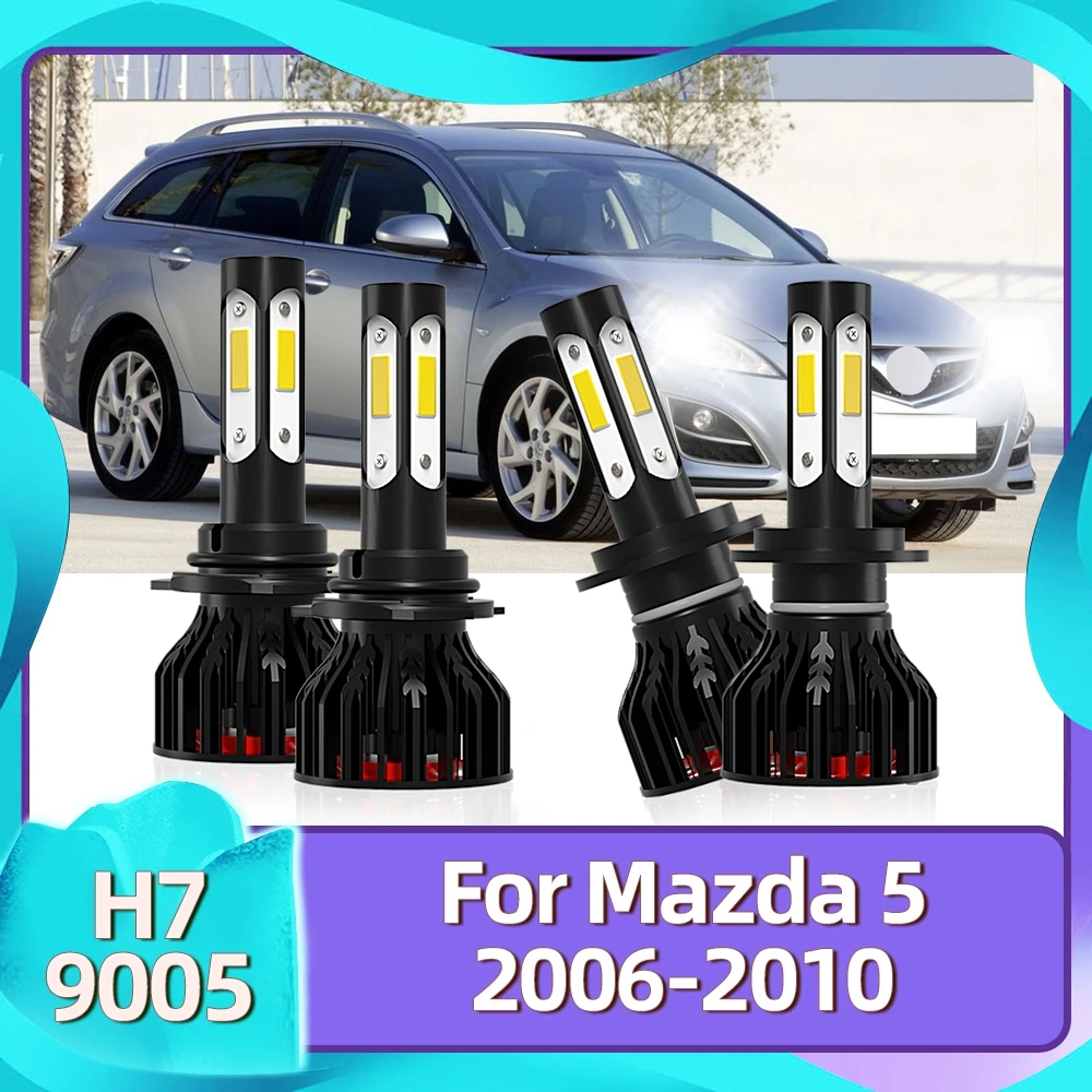 

Светодиодный Фара передняя фара для автомобиля 9005 H7 Высокий Низкий комплект 12 В турбо с 4-сторонним чипом COB 360 ° для Mazda 5 2006 2007 2008 2009 2010