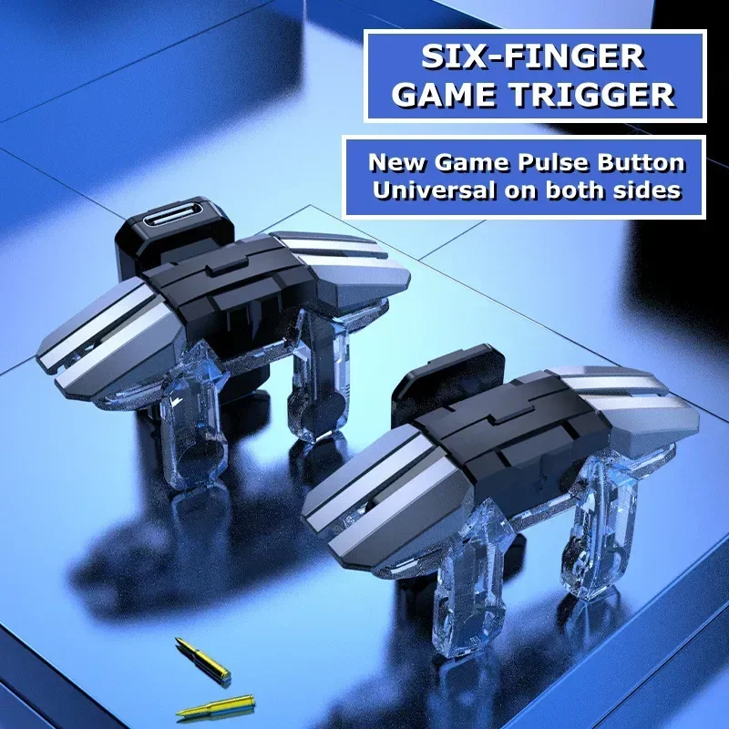 Рукоятка JS65 для PUBG, геймпад для стрельбы, 6 пальцев, курица, вспомогательная Кнопка L1R1