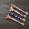 New Baby Wooden Pacifier Clip Wood Crochet Rabbit Teething Soother Chain For Nursing Chew Toy Baby Dummy Holder Chain BPA Free 2