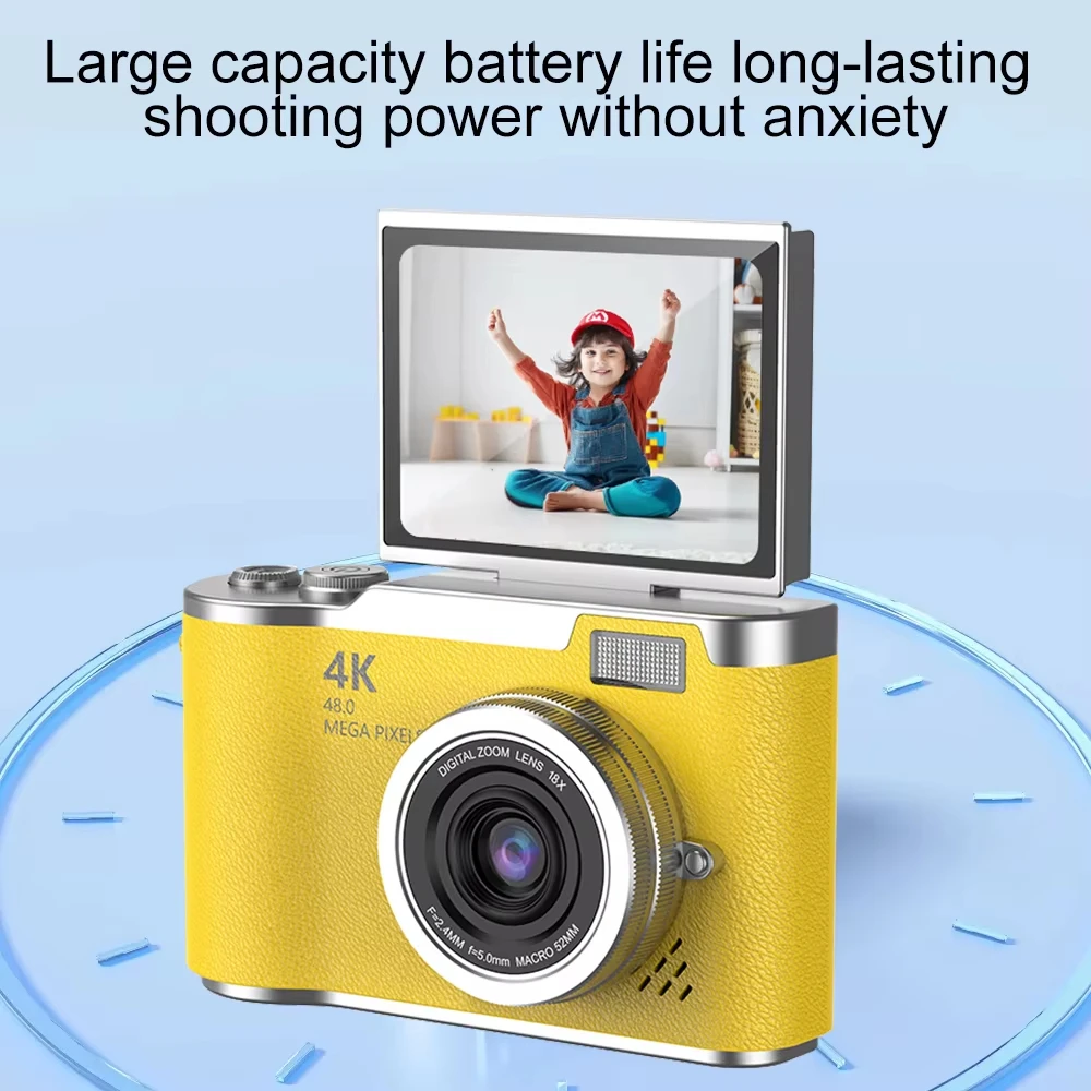 48MP Student Digital Camera With 8X Zoom 180° Flip Screen Portable Photography Camera For Selfies And Travel_voghion.com
