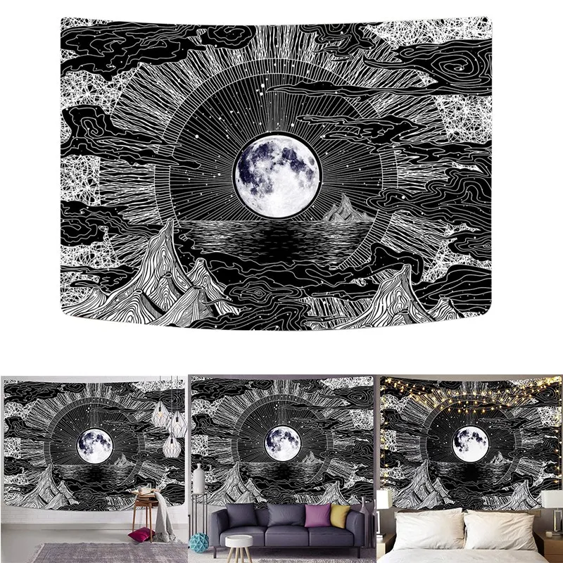 

Hot Moon And Stars Tapestry Clouds Tapestry Black Tapestry Psychedelic Mountain Tapestry