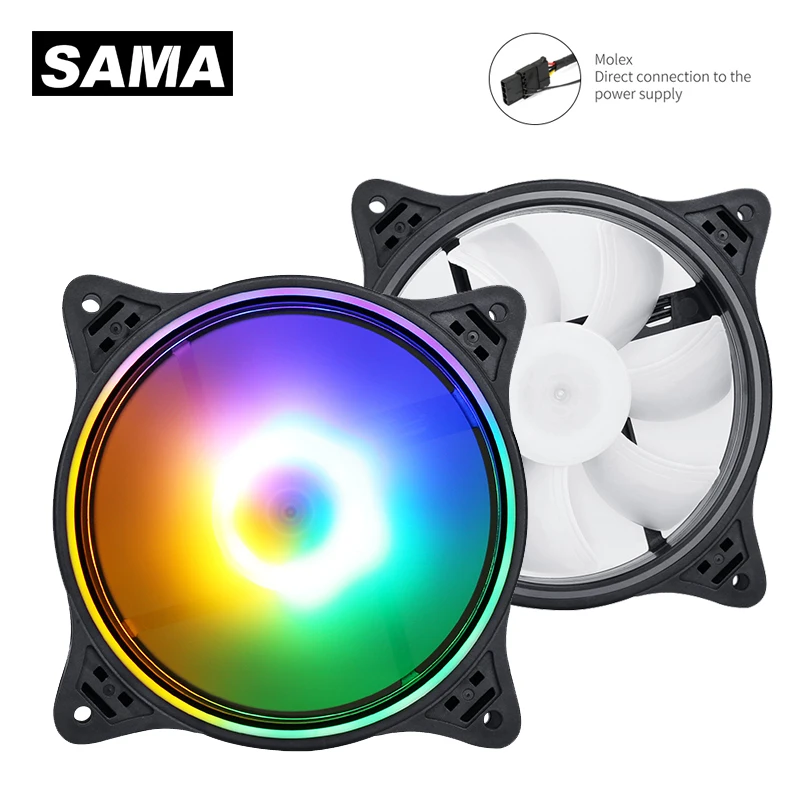 Sama 28.76Cfm 12Cm Ventola Per Pc Raffreddamento 120Mm Rgb Colore Custodia Per Computer Porta Molex 1200Rpm Silenzioso Gamer Cabinet Radiatore Cpu Coo