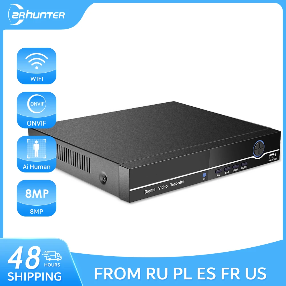 

Видеорегистратор ZRHUNTER 32 канала H.265 AI 4K 8 Мп, NVR для систем видеонаблюдения с датчиком движения, 16 каналов и 9 каналов, P2P для IP-камер