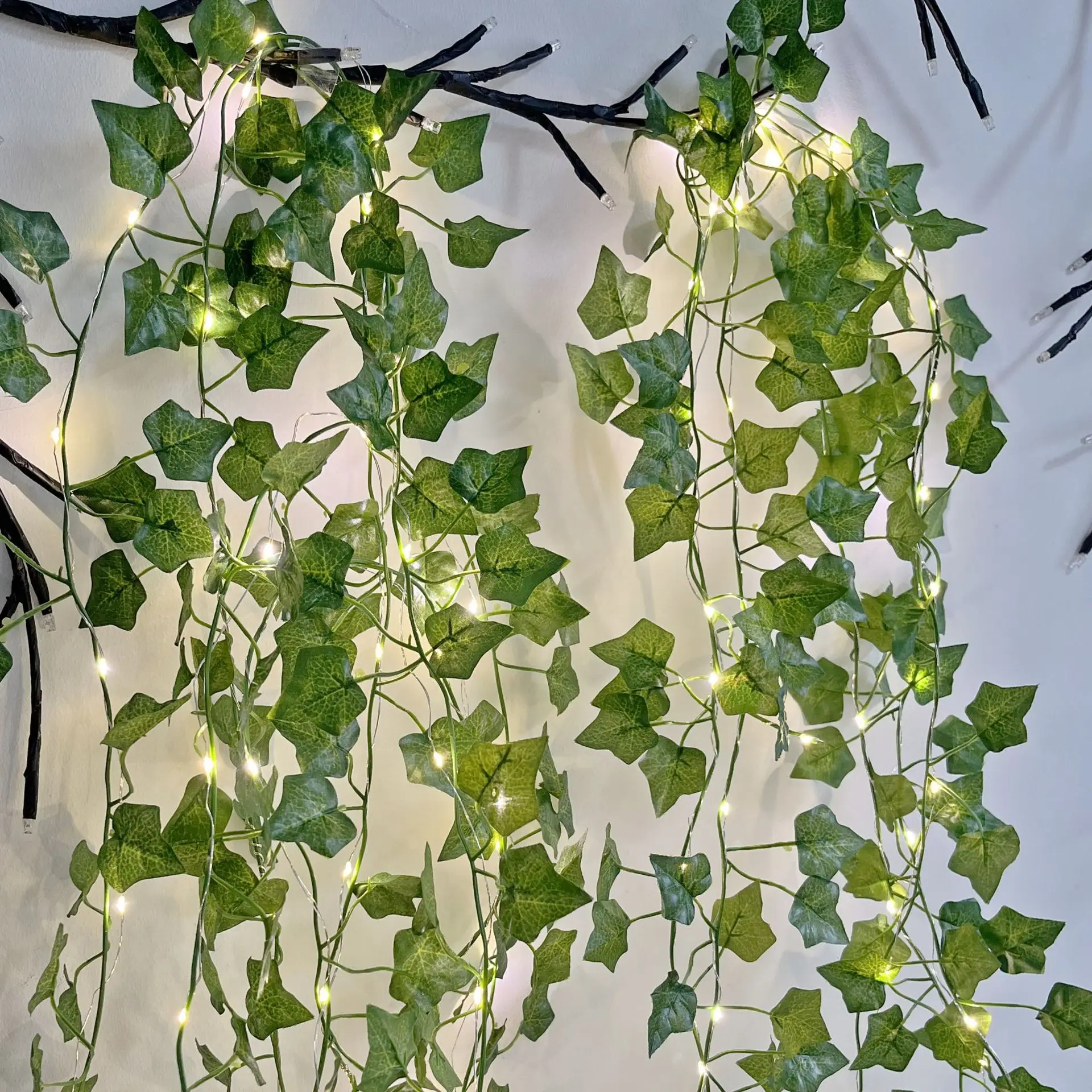 Fairy String Lights 2M 20 LED Green Leaf Fake Plants Battery Powered Waterproof for Wall House Christmas Decorations