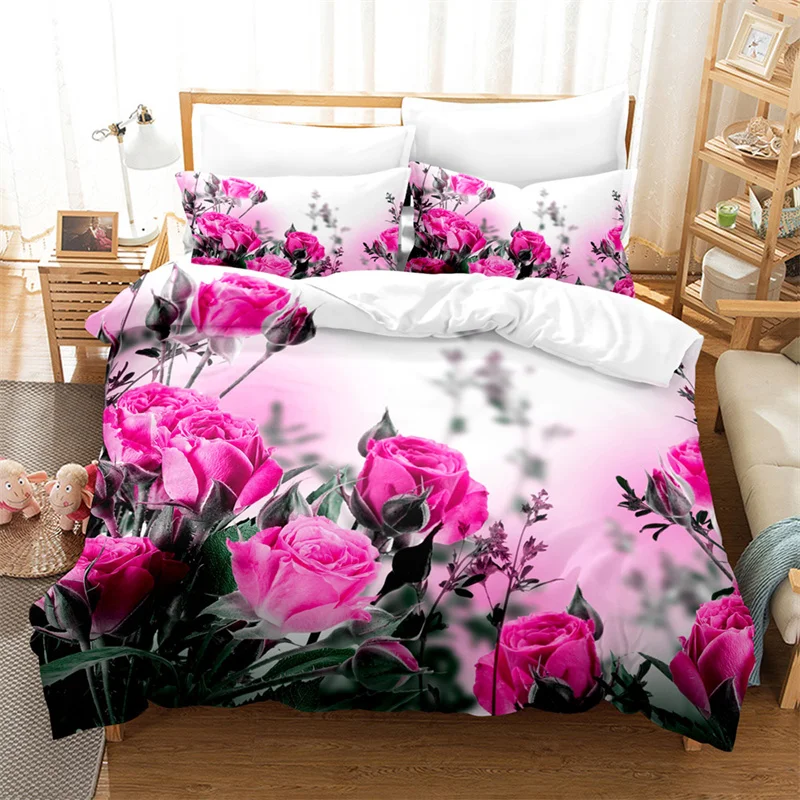 

Flower Rose Bedding Set Plant Flowers Duvet Cover Boys, Quilt Cover Girls Room Gorgeous Bedding King/Queen Duvet Cover Set
