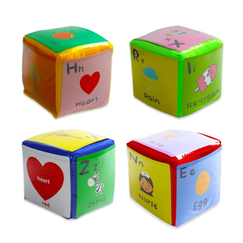 

Set of 4 Kids Playing Game Dices with Cards, 3.94Inch Soft Foam Blocks J60A