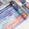 12/24/48 rolls Gold Foil Starry Sky Washi Tape Set- Premium Adhesive Stickers For Scrapbooking, Crafting & Holiday Party Decor 1