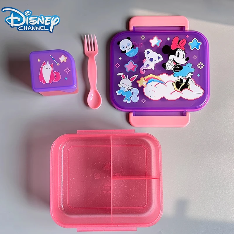 Disney Minnie Mouse Lunch Box Cartoon Fruit Storage Box Cute Lunch Box Lunch Snack Lunch Box Tre Griglie Dinner Plate Party Gift