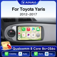 Autoradio Ainavi pour Toyota Yaris 2012 2013 2014 2015 2016 2017 Android Auto sans fil Carplay 4G IPS WIFI BT Multimédia automobile DSP 2 Din GPS HDMI Autoradio 1