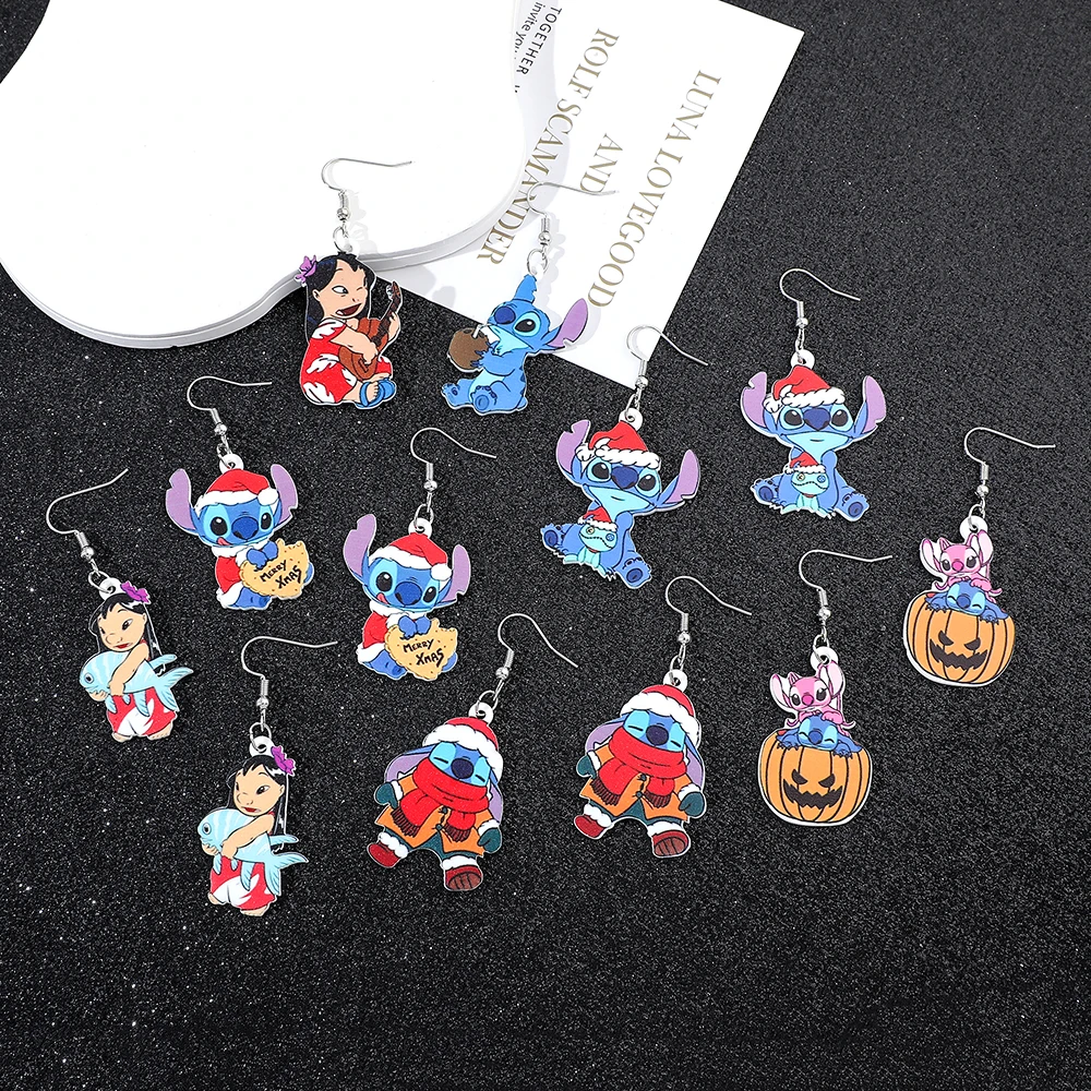 Lilo & Stitch Acrylic Earrings Pendant Ear Drop Christmas Jewelry