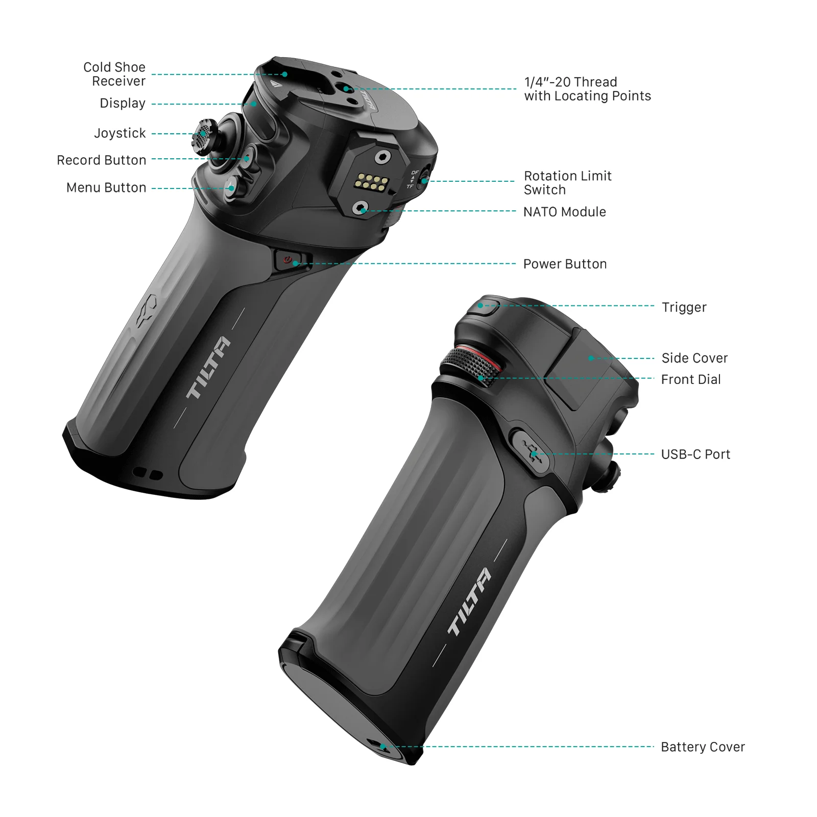 TILTA WLC-T05-CH Nucleus Nano II 제어 핸들, Nucleus N 2.0, NP-F550-F570 카메라 짐벌, 배터리 미포함