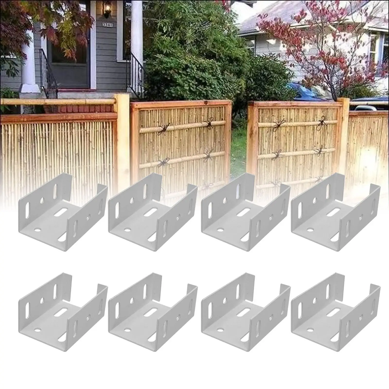 8 Pieces Aluminum Fence Bracket for 2.75in Rails Sturdy Rust Resistant Vinyl Fence Parts Vinyl Fencing Panel to Post Connection