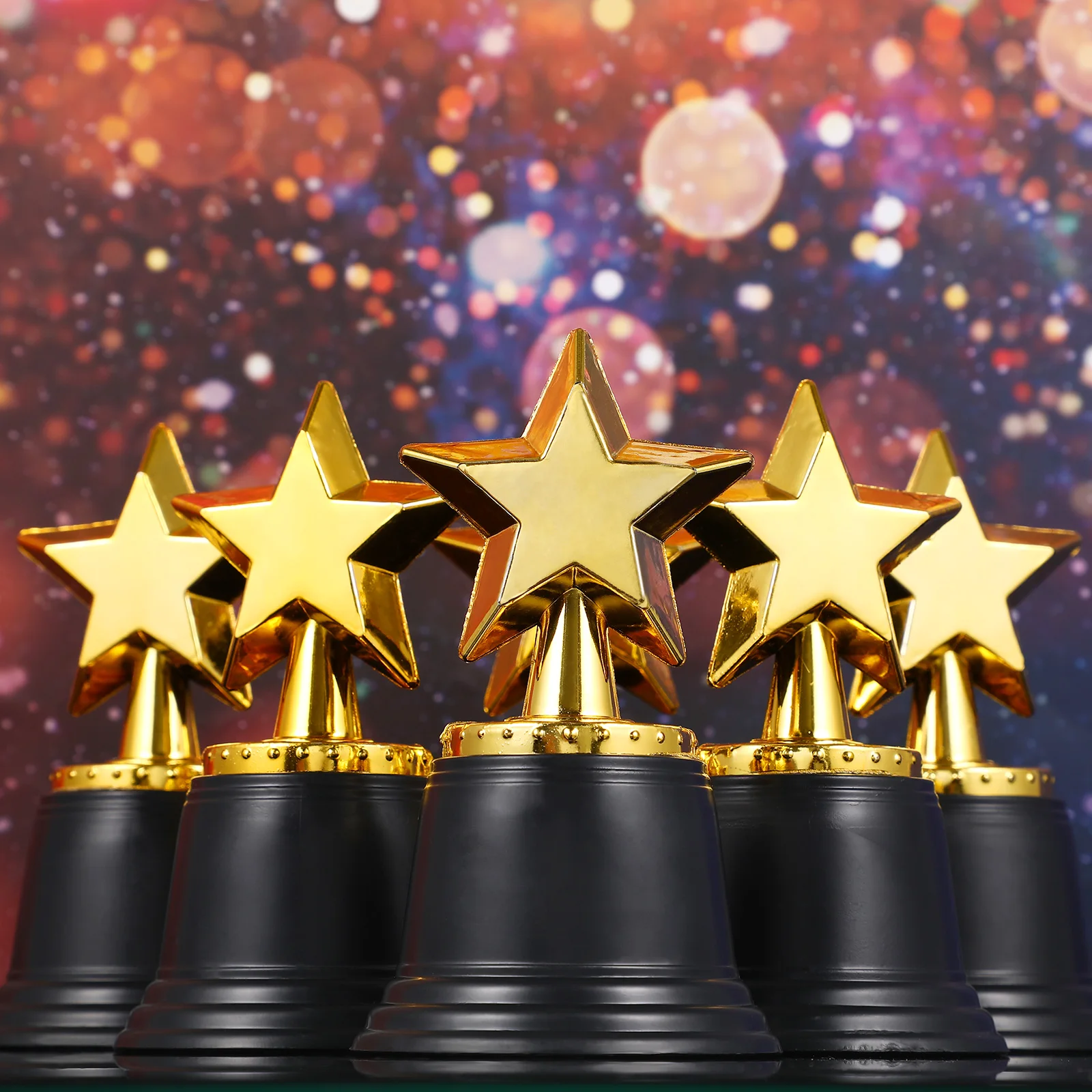 6 Pcs Star Trophy Awards Plastic Trophies Party Favors Kid School Reward Sports Tournament Winning Prize Game Event Props NEW