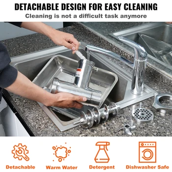 VEVOR Electric Meat Grinder Food Processors Sausage Maker Filler Mincer Stuffer Stainless Steel with 2 Blades for Home Kitchen 6