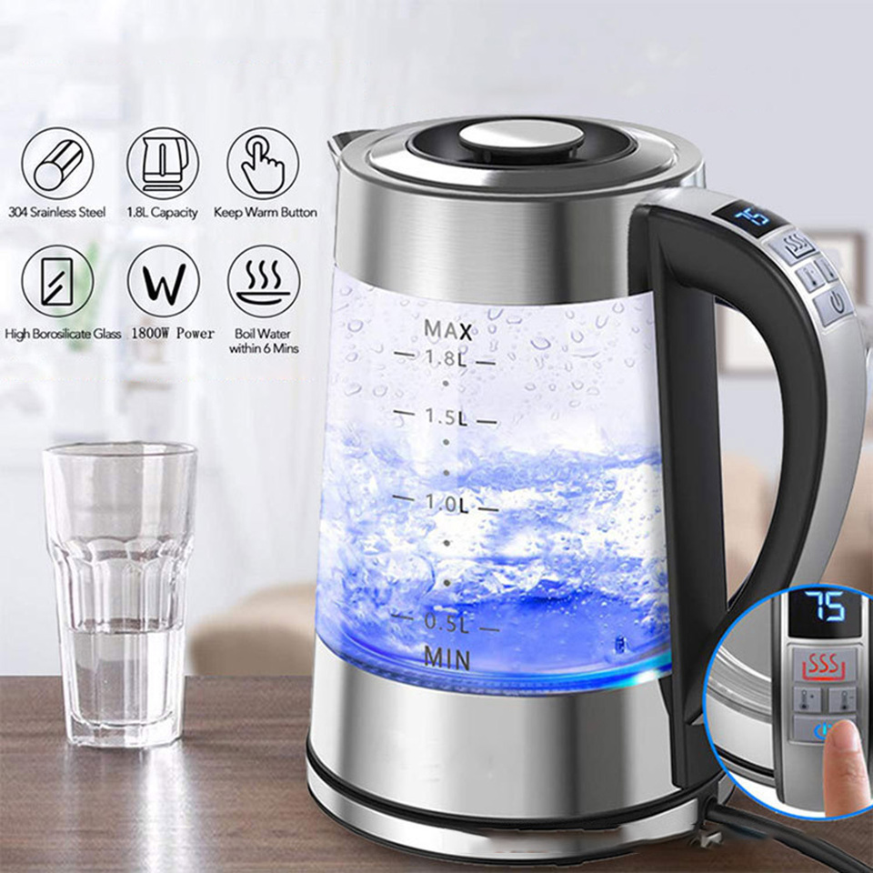 1800W 1.8L Electric Kettle Tea Pot Portable Glass Stainless Steel Water Boiler Fast Heating Teapot 220V Home Appliance ì ê¸°í¬í¸ ì£¼ì ì